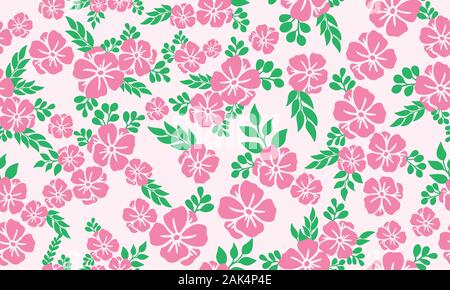Elegante rosa Blume für Valentine, mit nahtloser und Blüten von Blatt und floralen Muster eingerichtet. Stock Vektor