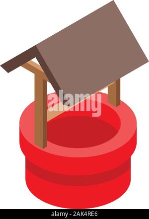 Rot und mit einem Vordach Symbol, isometrische Stil Stock Vektor