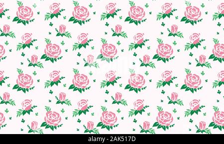 Elegante rosa Blume für Valentine, mit nahtloser und Blüten von Blatt und floralen Muster eingerichtet. Stock Vektor
