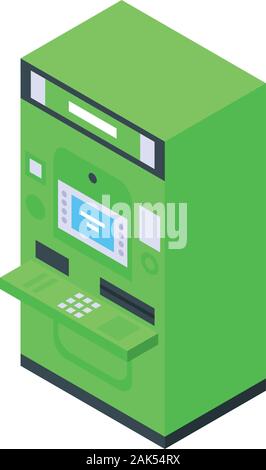 Grüne ATM-Symbol, isometrische Stil Stock Vektor