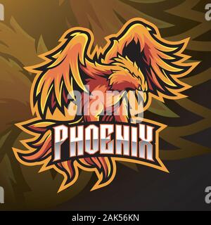 Phoenix Sport Maskottchen Logo Design Stock Vektor