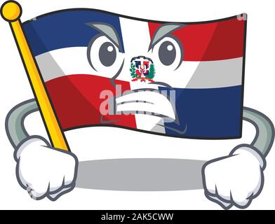 Flagge Dominikanische Republik Cartoon Character Design in wütend das Gesicht Stock Vektor