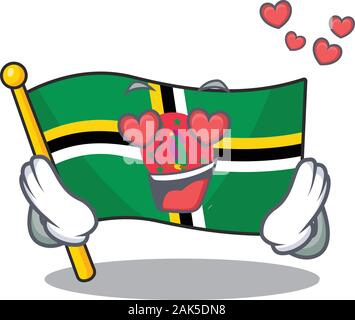 Verlieben niedlich Flagge Dominica Cartoon Character Design Stock Vektor