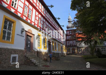 Herzberg am Harz: Fachwerkschmuck ein Schloss Herzberg, Harz | Verwendung weltweit Stockfoto