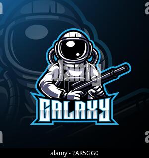 Galaxy Astronaut esport Maskottchen logo Stock Vektor