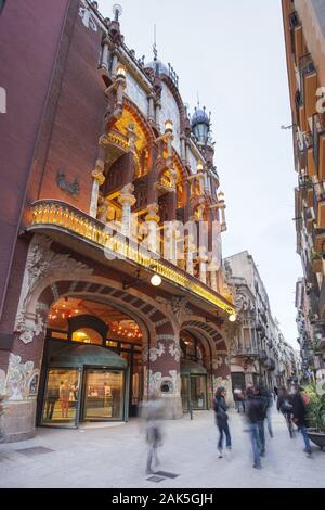 Stadtviertel El Born: das Konzerthaus Palau de la Musica, Barcelona | Verwendung weltweit Stockfoto