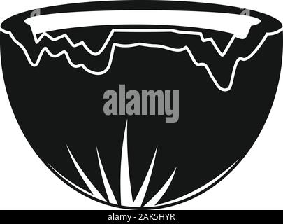 Die Hälfte riss coconut Symbol. Einfache Abbildung der Hälfte riss coconut Vektor Symbol für Web Design auf weißem Hintergrund Stock Vektor