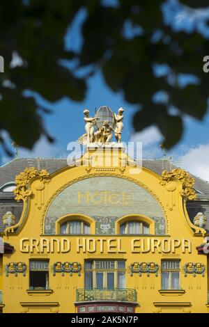 Prager Neustadt: Grand Hotel Europa am Wenzelsplatz, Prag | Verwendung weltweit Stockfoto