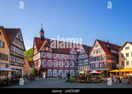Markt in Bad Urach, Baden-Württemberg, Deutschland Stockfoto