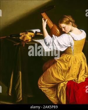 Orazio Gentileschi, Der Lautenspieler, Malerei, 1612-1620 Stockfoto