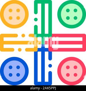 Interaktive Kinder Ludo Spiel Vector dünne Linie Symbol Stock Vektor