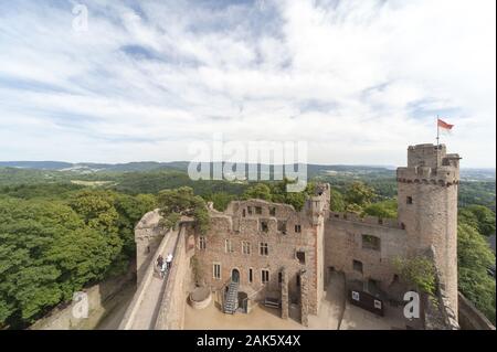 Bensheim: Schloss Auerbach, Blick von der Burgruine auf sterben Suchen, Odenwald | Verwendung weltweit Stockfoto