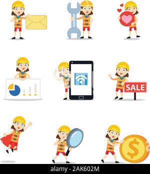 Satz von Frau Charakter Gewinnen einer Kanu-EM Medaillen. Stock Vektor