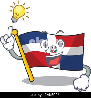 Haben Sie eine Idee Geste der Flagge Dominikanische Republik Cartoon Character Design Stock Vektor