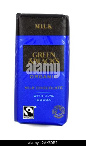 Green&Blacks organische Milch Schokolade Geschmack Stockfoto