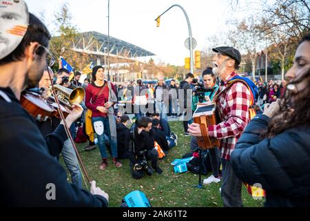 Tsunami demokratische Aktion während der Barça-Madrid überein. 2019.12.18. Barcelona. Stockfoto