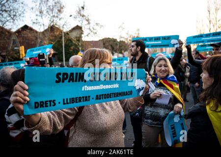 Tsunami demokratische Aktion während der Barça-Madrid überein. 2019.12.18. Barcelona. Stockfoto