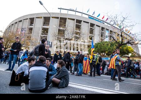 Tsunami demokratische Aktion während der Barça-Madrid überein. 2019.12.18. Barcelona. Stockfoto