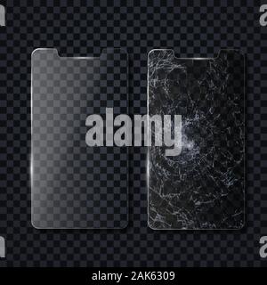 Schutzschirm eines Mobiltelefons. Stock Vektor