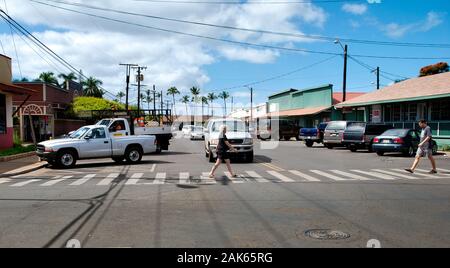 Kaunakakai Stadtzentrum Molokai Hawaii Stockfoto