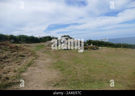 Bant's Carn Burial Chamber, St Marys, Isles of Scilly, Cornwall, Großbritannien Stockfoto