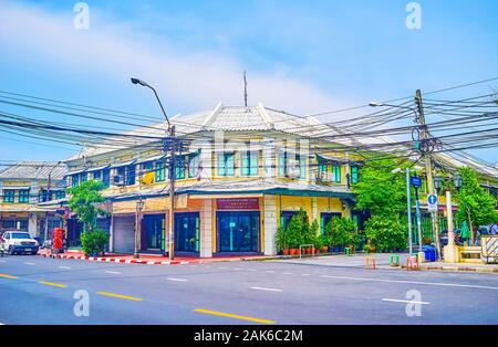 BANGKOK, THAILAND - 15 April, 2019: Die kleine historische Gebäude in der Altstadt von Bangkok, am 15. April in Bangkok. Stockfoto