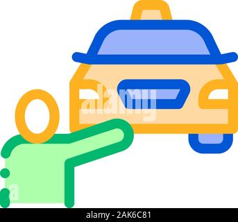 Menschliche Hitch-Hiking Online Taxi Symbol Vektor Illustration Stock Vektor