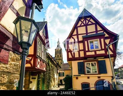 Meisenheim am Glan: "ritterherberge "an der Weggabelung der Obergasse zum Luisengaesschen, Pfalz | Verwendung weltweit Stockfoto