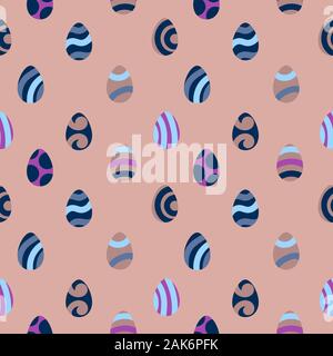 Nahtlose Muster mit bemalten Ostereier. Flache Vector Illustration. Stock Vektor