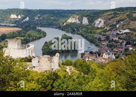 Les Andelys: Chateau Gaillard, Festungsruine ueber dem Seine-Tal, errichtet von Richard Loewenherz, Normandie | Verwendung weltweit Stockfoto