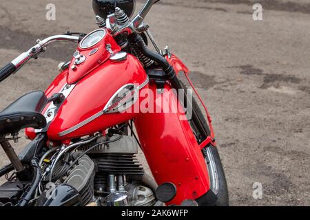 1946 Vintage Harley Davidson Motorrad an einem Prescott Hill Climb Ereignis. Gloucestershire, England Stockfoto