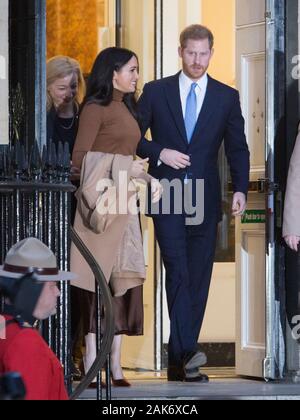 Der Herzog und die Herzogin von Sussex besuchen Kanada Haus am Dienstag, den 7. Januar © Joshua Bratt. 07.01.2020. London, Großbritannien. Stockfoto