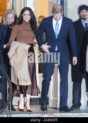 Der Herzog und die Herzogin von Sussex besuchen Kanada Haus am Dienstag, den 7. Januar © Joshua Bratt. 07.01.2020. London, Großbritannien. Stockfoto