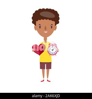 Geben Zeit mit Liebe, mit retro Wecker und roten Herzen auf der Hand. Stock Vektor