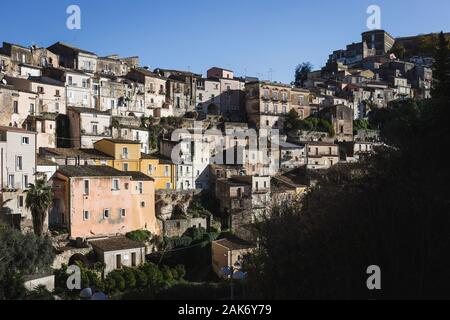 Ein Blick in die Altstadt von Ragusa Ibla, Sizilien, Italien Stockfoto