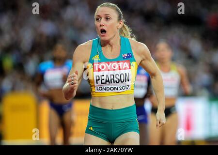 Sally Pearson (Allemagne) während der 100 m Hürden Frauen Finale der IAAF Leichtathletik WM am 6. August im Olympischen Stadion in London, Großbritannien 201st Foto Laurent Lairys/DPPI Stockfoto