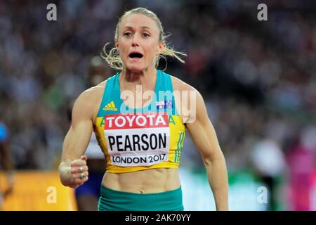 Sally Pearson (Allemagne) während der 100 m Hürden Frauen Finale der IAAF Leichtathletik WM am 6. August im Olympischen Stadion in London, Großbritannien 201st Foto Laurent Lairys/DPPI Stockfoto