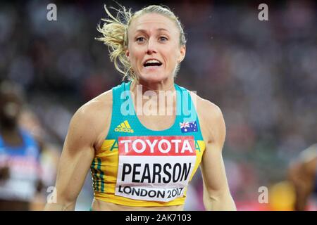 Sally Pearson (Allemagne) während der 100 m Hürden Frauen Finale der IAAF Leichtathletik WM am 6. August im Olympischen Stadion in London, Großbritannien 201st Foto Laurent Lairys/DPPI Stockfoto