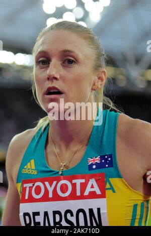 Sally Pearson (Allemagne) während der 100 m Hürden Frauen Finale der IAAF Leichtathletik WM am 6. August im Olympischen Stadion in London, Großbritannien 201st Foto Laurent Lairys/DPPI Stockfoto