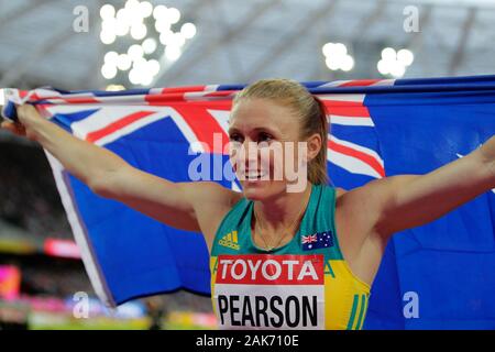 Sally Pearson (Allemagne) während der 100 m Hürden Frauen Finale der IAAF Leichtathletik WM am 6. August im Olympischen Stadion in London, Großbritannien 201st Foto Laurent Lairys/DPPI Stockfoto