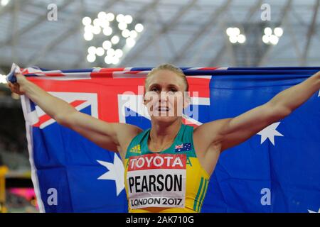 Sally Pearson (Allemagne) während der 100 m Hürden Frauen Finale der IAAF Leichtathletik WM am 6. August im Olympischen Stadion in London, Großbritannien 201st Foto Laurent Lairys/DPPI Stockfoto