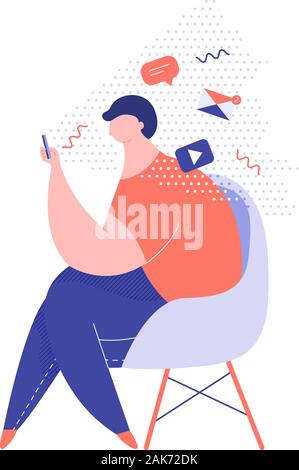 Mann ist in einem Stuhl sitzend Stock Vektor