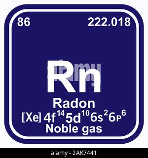 Radon Periodensystem der Elemente Vektordarstellung eps 10 Stock Vektor