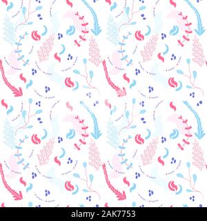 Nahtlose Muster von Blüten und Blättern. Stock Vektor