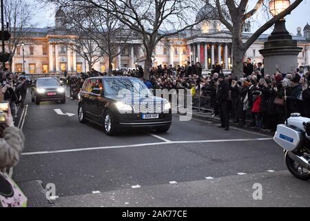 London, UK, 7. Januar 2019 Prinz Harry und seine Frau Meghan Markle besuchen Sie Kanada Haus am Trafalgar Square nach ihrer 6-wöchigen Urlaub in Kanada. Credit: Johnny Armstead/Alamy leben Nachrichten Stockfoto