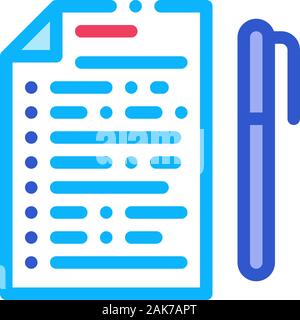 Abstimmung Blatt mit Stift Symbol Vektor Kontur Abbildung Stock Vektor