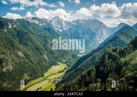 Blick über Tal Logarska Tal Berg Kamnik - Savinja-alpen in Slowenien, Europa Stockfoto