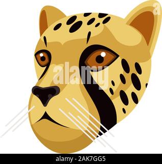 Cheetah portrait in einzigartig einfachen Cartoon Stil. Leiter der Gepard. Isolierte Symbol für Ihr Design. Vector Illustration Stock Vektor