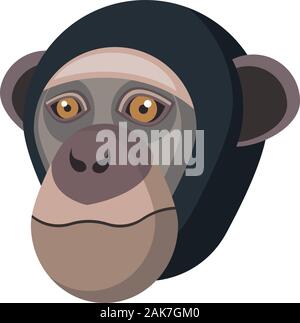 Schimpanse portrait in einzigartig einfachen Cartoon Stil. Leiter der Affe. Isolierte Symbol für Ihr Design. Vector Illustration Stock Vektor