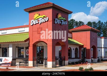 Del Taco mexikanischer Fast-Food-Restaurant in Lawrenceville, Georgia. (USA) Stockfoto